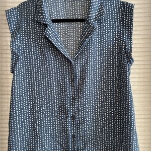 Pleione Navy and White Dot Blouse